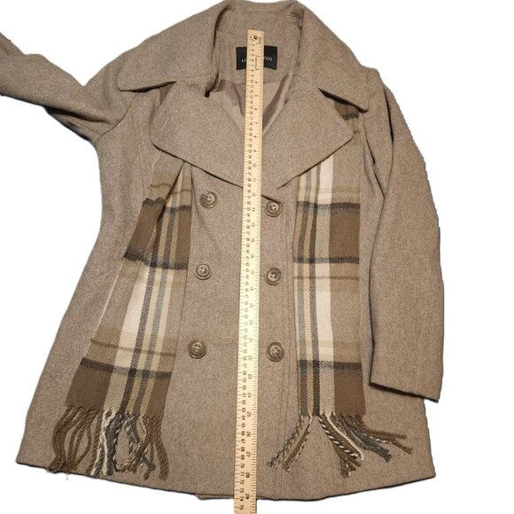London Fog Wool-blend Jacket Women's Medium, Beige, Plaid Scarf Warm Winter Fall - Picture 5 of 15